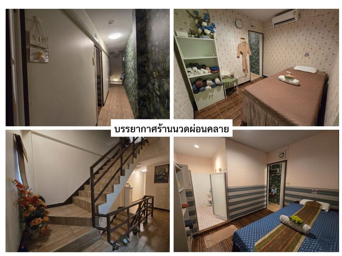 Spa interior — VIP hallway, rooms, and private shower at Cher Ploy